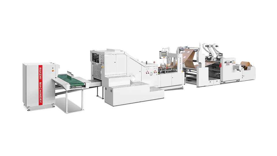 Ruizhi Machinery's RZFD-330 square bottom paper bag machine with DIE cut handle