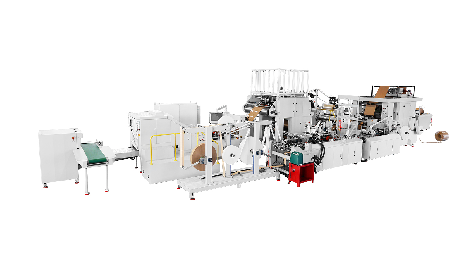 Ruizhi Machinery's RZFD-450ATF fully automatic square bottom paper bag machine with handle inline