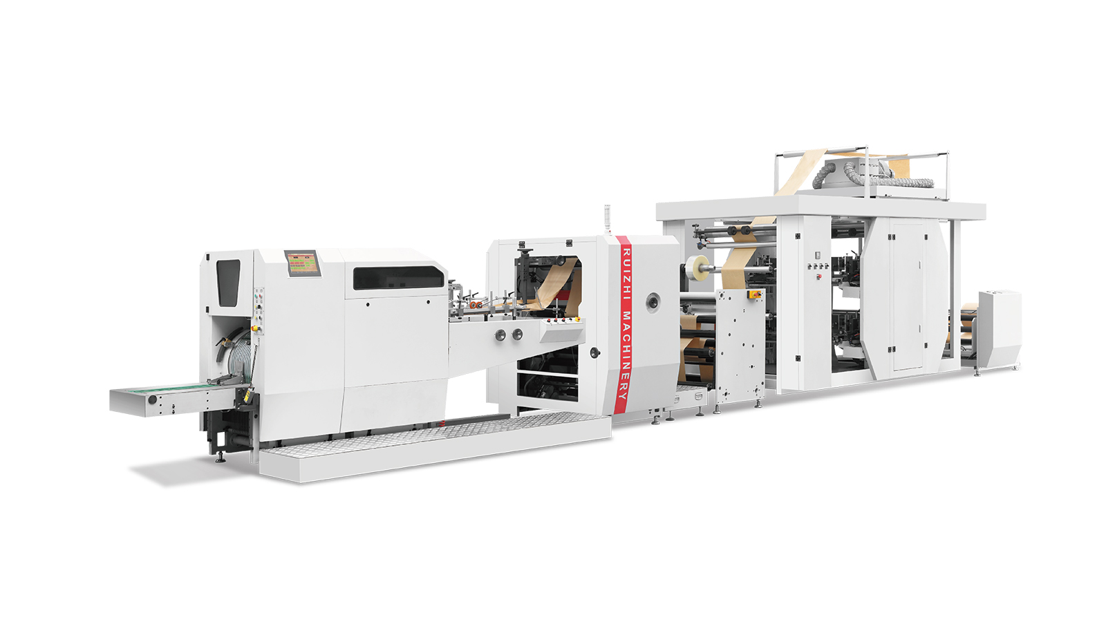 Ruizhi Machinery's RZJD-G350J flat bottom paper bag machine with printer Iinline
