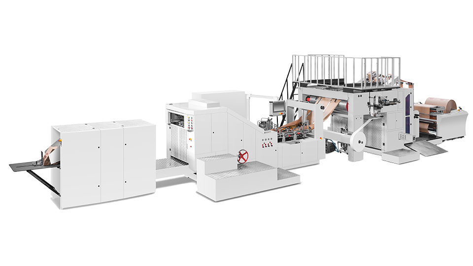 RZFD-330(IF) fully-auto square bottom paper bag machine with flat handle folded inside inline